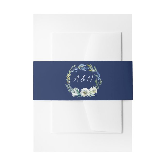 Bandeau De Faire-part Elégant Mariage de monogramme de couronne florale  (Devant example)