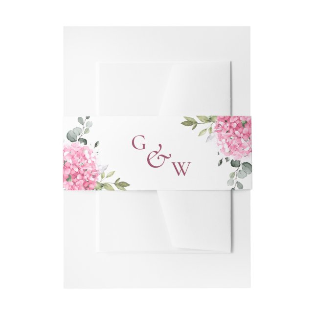Bandeau De Faire-part Élégant Mariage de Monogramme Eucalyptus Hydrangée (Devant example)