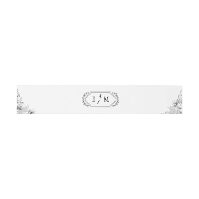 Bandeau De Faire-part Élégant Mariage de monogramme floral (Plat)