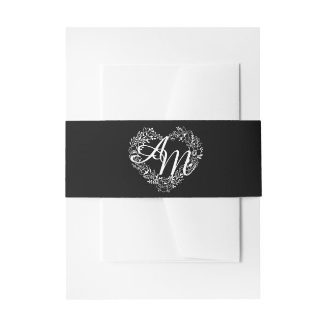 Bandeau De Faire-part Élégant Mariage de monogramme noir et blanc (Devant example)