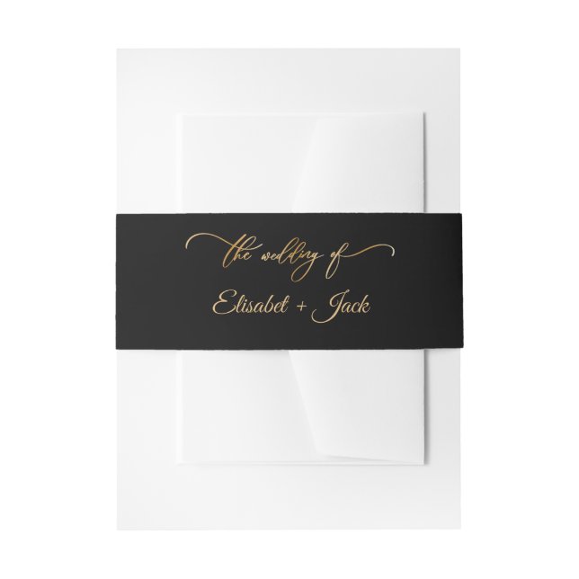 Bandeau De Faire-part Élégant Mariage de monogramme noir et or (Devant example)