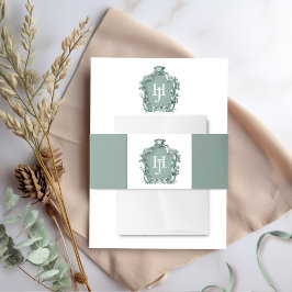 Bandeau De Faire-part Élégant Mariage de Monogramme vert intemporel