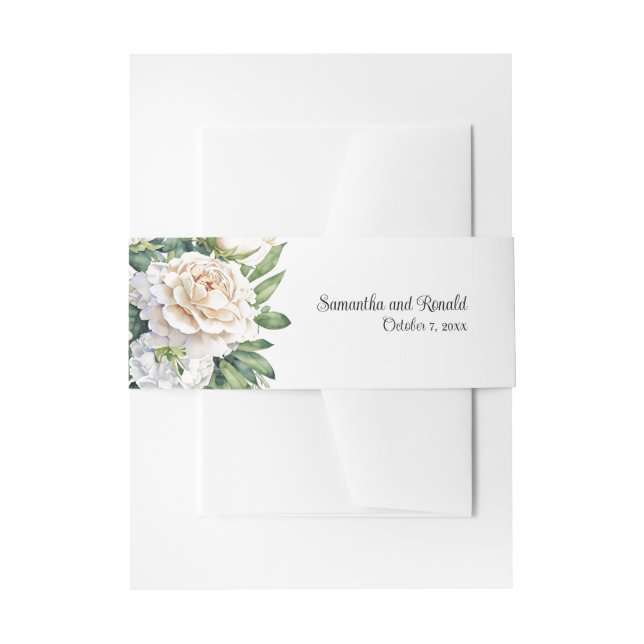 Bandeau De Faire-part Élégant Mariage de roses et pivoines blanches (Devant example)