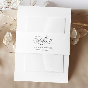 Bandeau De Faire-part Élégant Mariage de script de charme noir et blanc