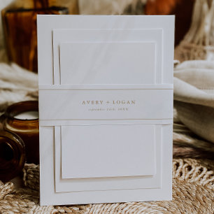 Bandeau De Faire-part Élégant Mariage de script or Bande de ventre