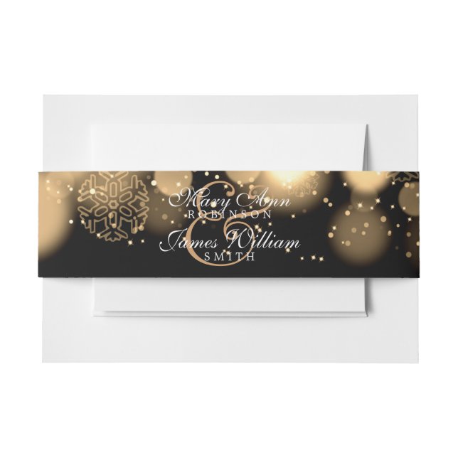 Bandeau De Faire-part Élégant Mariage d'hiver Lumières or (Devant Example)