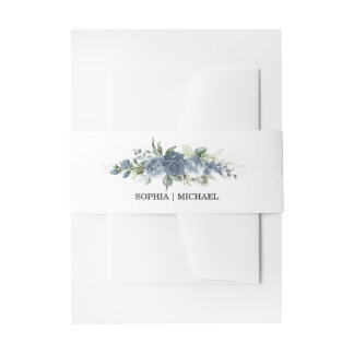 Bandeau De Faire-part Élégant mariage floral bleu poussiéreux