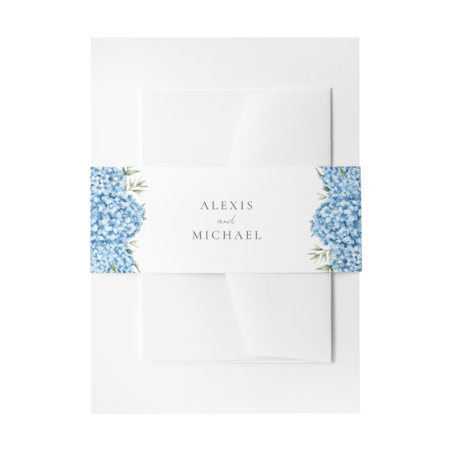 Bandeau De Faire-part Élégant Mariage floral Blue Hydrangea (Devant example)