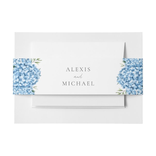 Bandeau De Faire-part Élégant Mariage floral Blue Hydrangea (Devant Example)