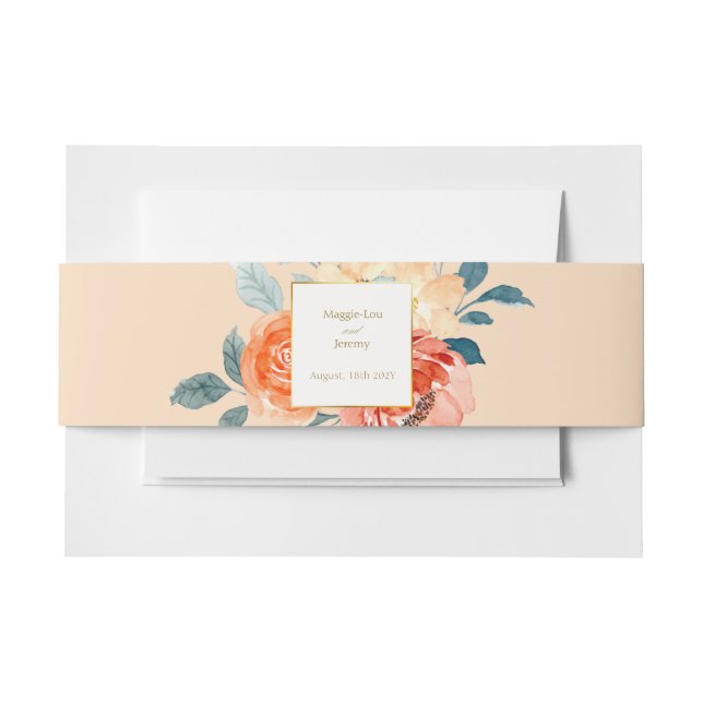 Bandeau De Faire-part Élégant Mariage Floral Gold Blush (Devant Example)