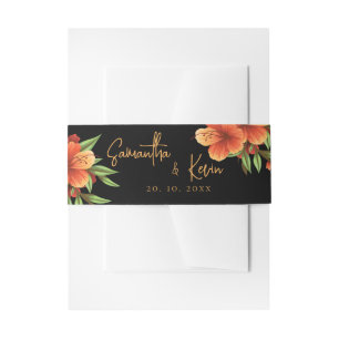 Bandeau De Faire-part Élégant Mariage floral orange assez foncé