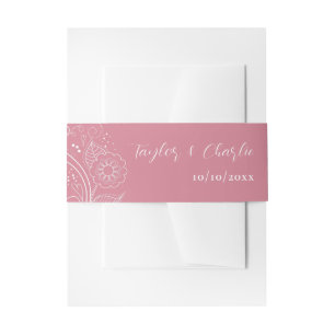 Bandeau De Faire-part Élégant Mariage floral rose poussiéreux