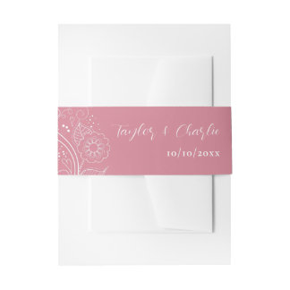 Bandeau De Faire-part Élégant Mariage floral rose poussiéreux