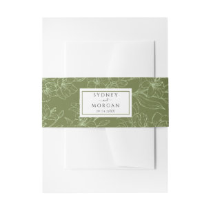 Bandeau De Faire-part Élégant Mariage Floral Sage Vert