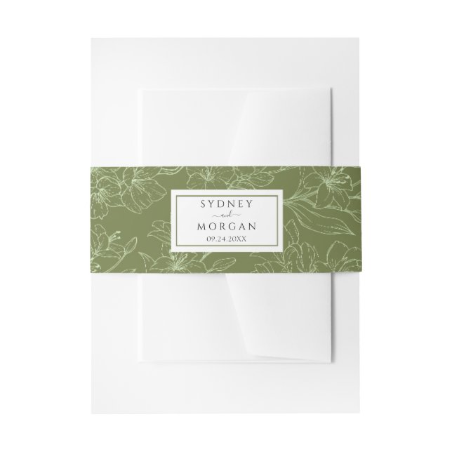Bandeau De Faire-part Élégant Mariage Floral Sage Vert (Devant example)
