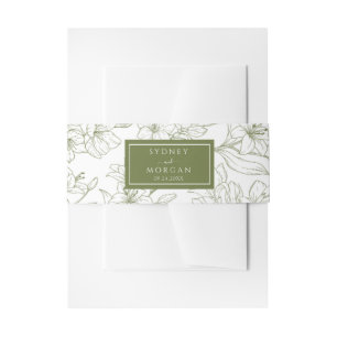 Bandeau De Faire-part Élégant Mariage Floral Sage Vert