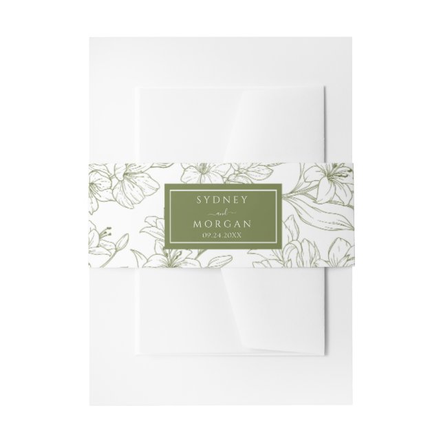 Bandeau De Faire-part Élégant Mariage Floral Sage Vert (Devant example)