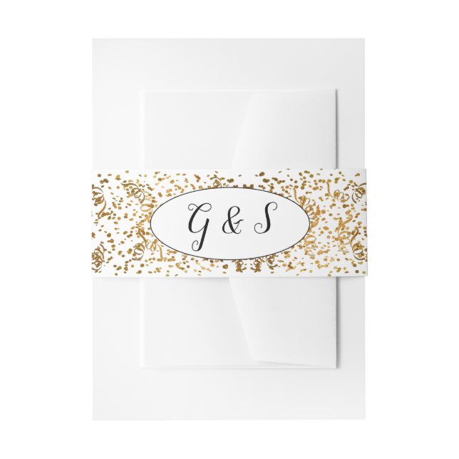 Bandeau De Faire-part Elégant Mariage Gold Streamers Confetti Initiales (Devant example)