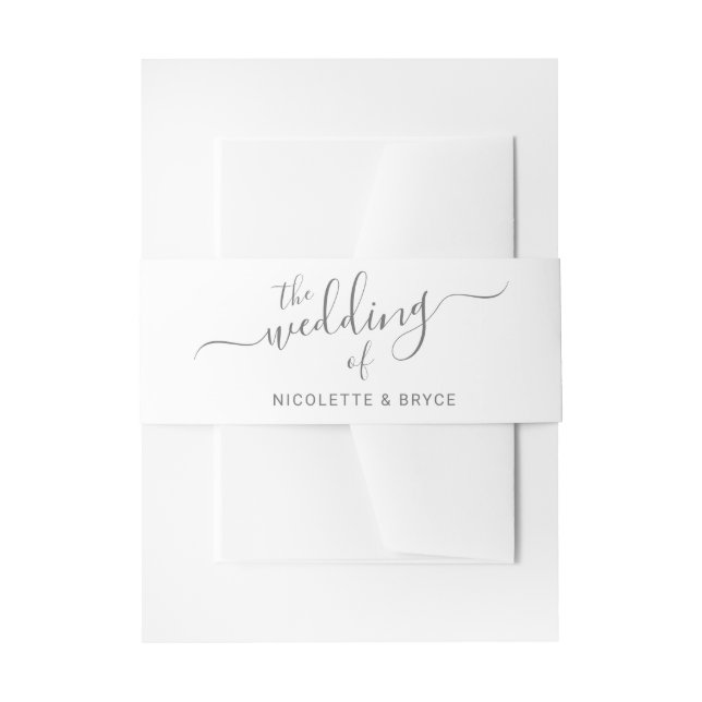 Bandeau De Faire-part Élégant Mariage manuscrit gris et blanc (Devant example)