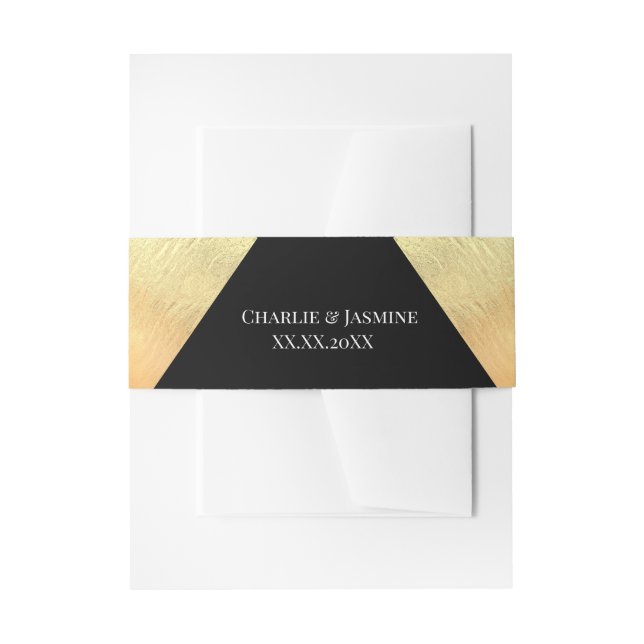 Bandeau De Faire-part Élégant Mariage moderne Black & Gold Foil (Devant example)