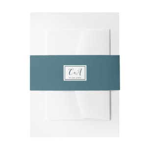 Bandeau De Faire-part Élégant Mariage Monogramme Turquoise