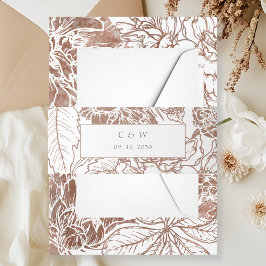 Bandeau De Faire-part Elégant Mocha Brown Floral Mariage