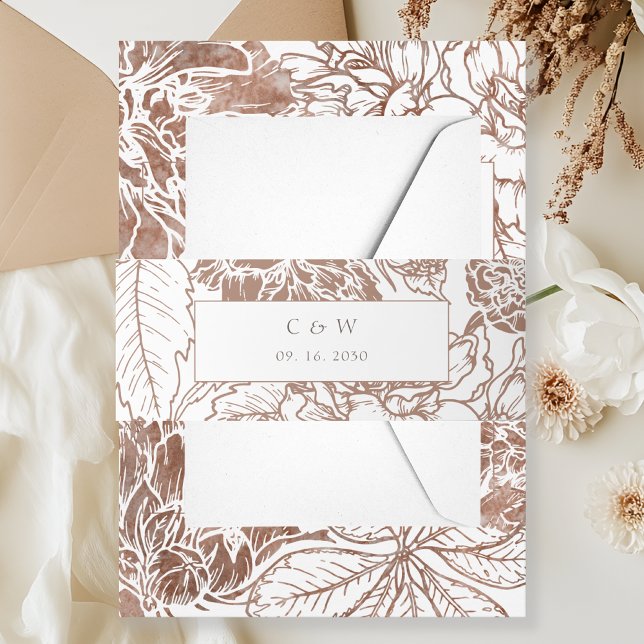 Bandeau De Faire-part Elégant Mocha Brown Floral Mariage (Créateur téléchargé)