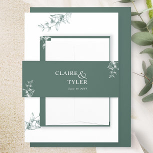 Bandeau De Faire-part Élégant Moderne et Minimaliste Mariage Vert Foncé
