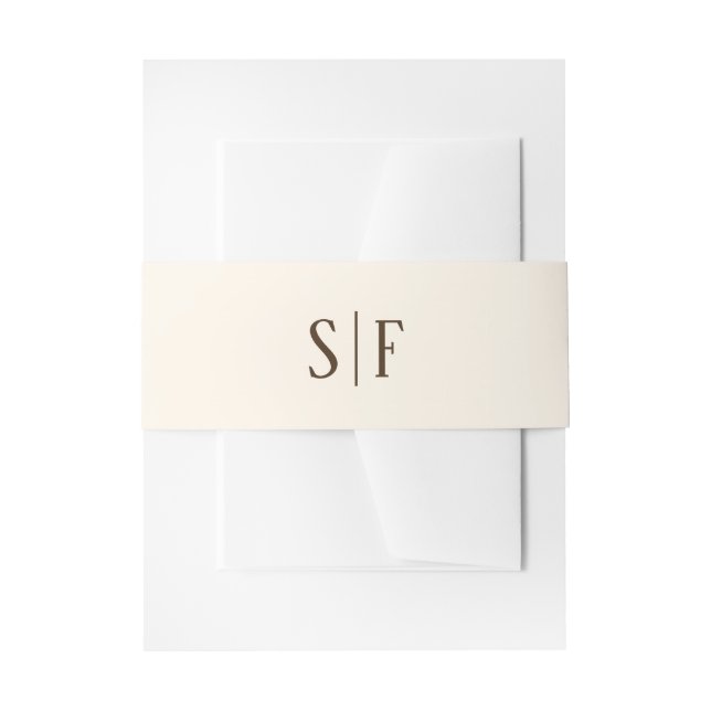 Bandeau De Faire-part Élégant Monogramme Beige Brown (Devant example)