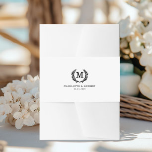 Bandeau De Faire-part Élégant Monogramme de crête Mariage blanc