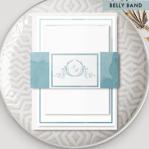 Bandeau De Faire-part Élégant Monogramme de verre marin Mariage d'aquare