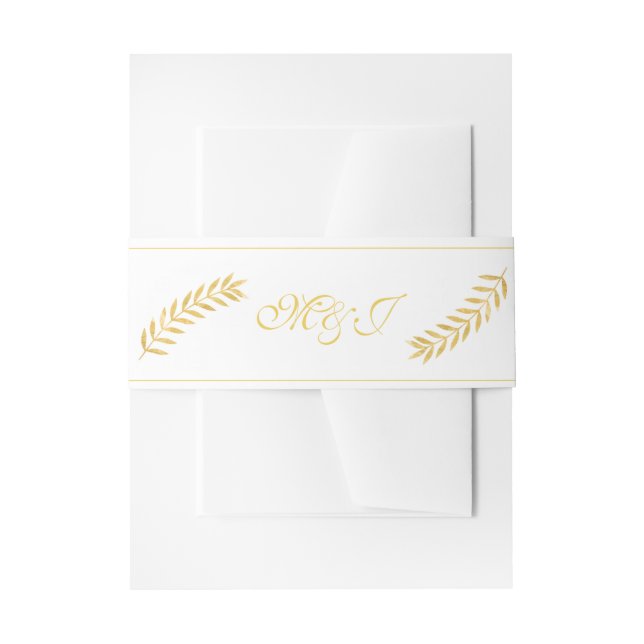 Bandeau De Faire-part Élégant Monogramme Feuille d'or Mariage (Devant example)