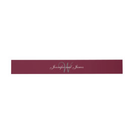 Bandeau De Faire-part Élégant Monogramme Gris Bourgogne Mariage officiel