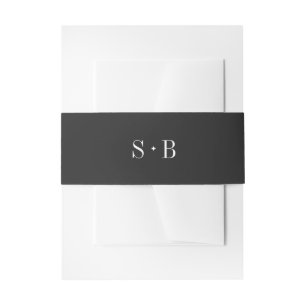 Bandeau De Faire-part Élégant Monogramme Gris Profond Mariage