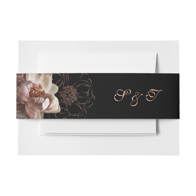 Bandeau De Faire-part Élégant Monogramme Midnight Floral Mariage (Devant Example)