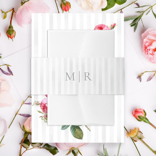 Bandeau De Faire-part Élégant Monogramme Rayures Gris Aquarelle Sur Mesu