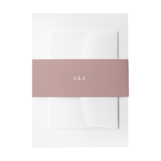 Bandeau De Faire-part Élégant Monogramme Rose Poussiéreuse Mariage Minim