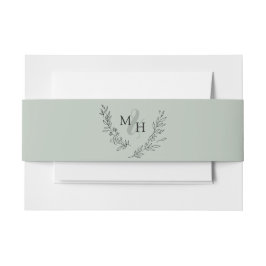 Bandeau De Faire-part Élégant Monogramme Sage de couronne