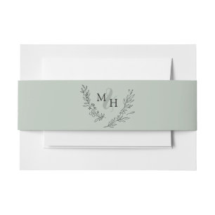 Bandeau De Faire-part Élégant Monogramme Sage de couronne