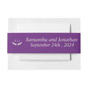 Bandeau De Faire-part Élégant Monogramme violet Bijou Mariage de ton