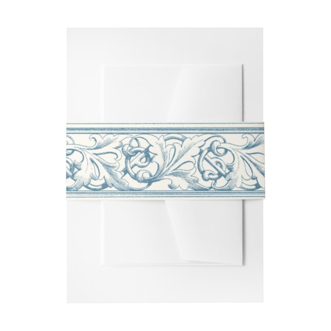Bandeau De Faire-part Élégant Motif baroque bleu (Devant example)