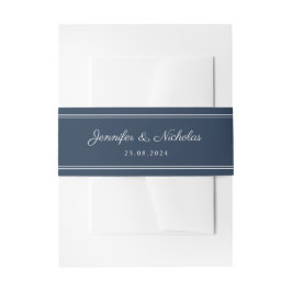 Bandeau De Faire-part Elegant Navy Blue Script Wedding