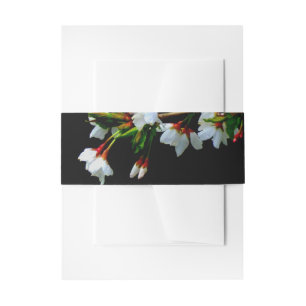 Bandeau De Faire-part Élégant noir blanc fleuri blanc Blossom