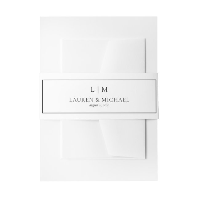 Bandeau De Faire-part Élégant noir et blanc Mariage de monogramme offici (Devant example)