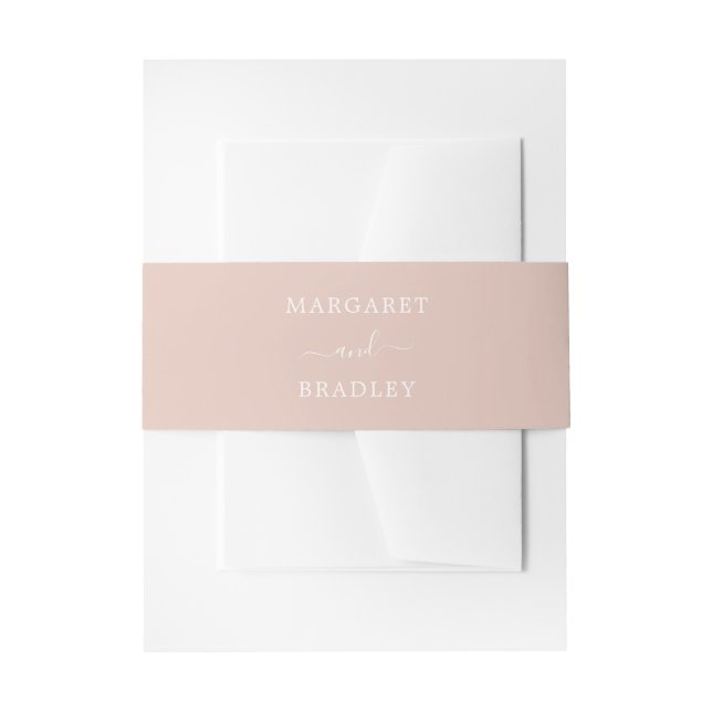 Bandeau De Faire-part Élégant Noms simples Pink Dusty Rose Mariage (Devant example)