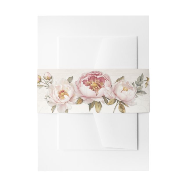 Bandeau De Faire-part Elégant Peony rose Mariage d'aquarelle (Devant example)