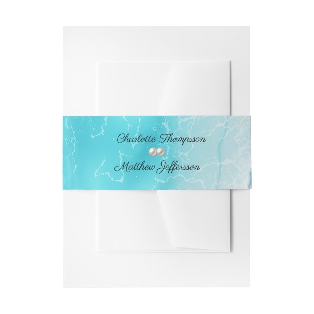 Bandeau De Faire-part Elégant Plage Mariage Coquillages Perles Nautiques (Devant example)