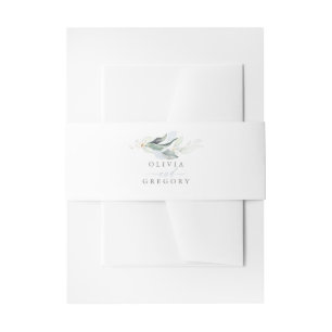 Bandeau De Faire-part Elégant Romantique Verdure Dusty Blue Mariage