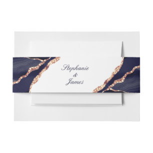 Bandeau De Faire-part Élégant Rose de la marine Gold Foil Mariage d'agat