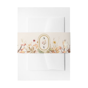 Bandeau De Faire-part Élégant Rustique Automne Beige Mariage Monogramme